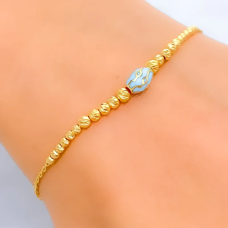 Ladies solid bangles-Graceful Fine 21k Gold Bracelet