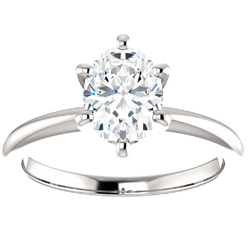 Ladies engagement rings with white sapphires-Platinum 1 Ct Oval Diamond Solitaire Engagement Ring