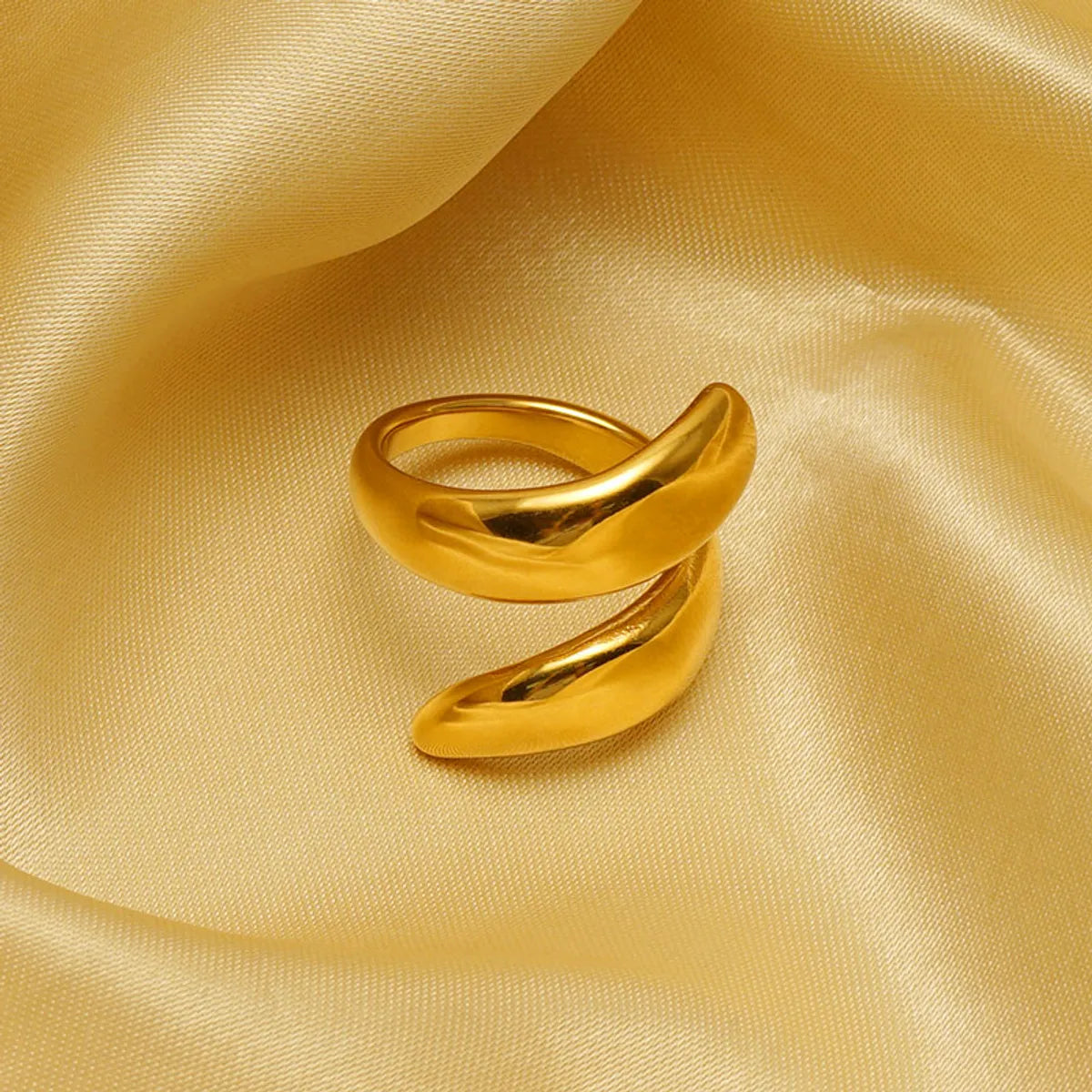 Ladies oval rings-Retro Simple Style Solid Color Stainless Steel Plating 18k Gold Plated Rings