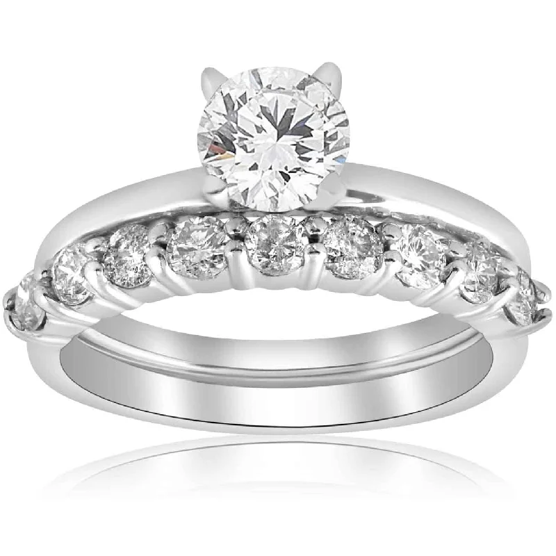 Ladies platinum engagement rings-1 1/10ct Diamond Engagement Wedding Ring Solitaire Set 14k White Gold