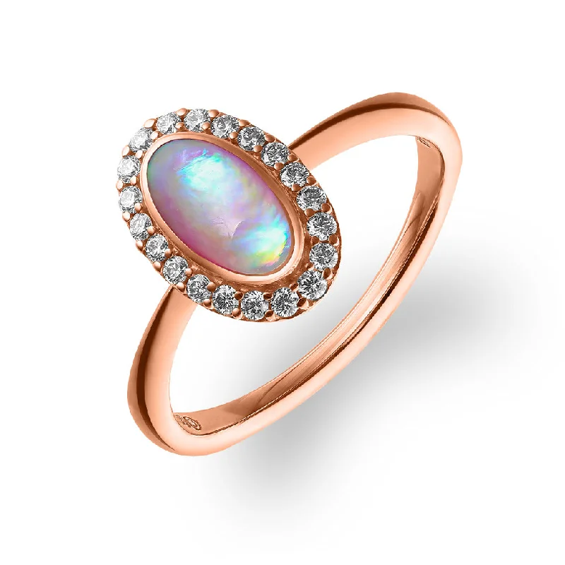 Ladies stackable rings with colored diamonds-Kabana Inlay Oval Ring