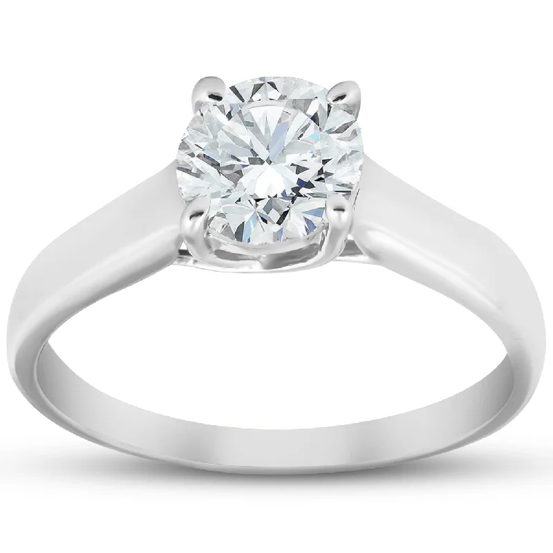 Ladies engagement rings with a twist-1 1/4 Ct Solitaire Round Cut Diamond Engagement Ring 14k White Gold Enhanced