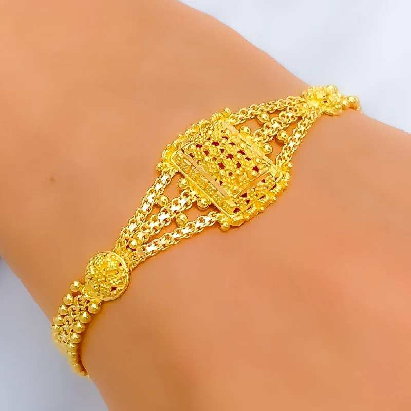 Ladies crystal bracelets-Stylish Lush 22k Gold Bracelet