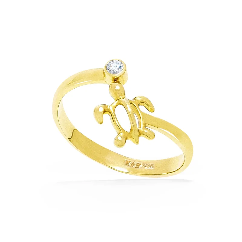 Ladies gold-plated rings-Honu Ring