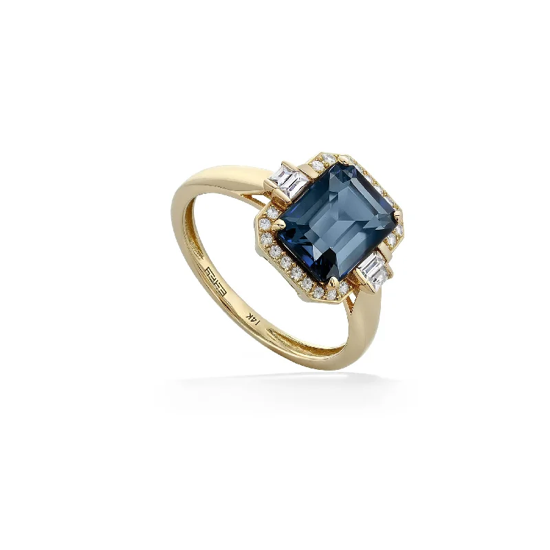 Ladies three-stone rings-Effy Blue Topaz Ring