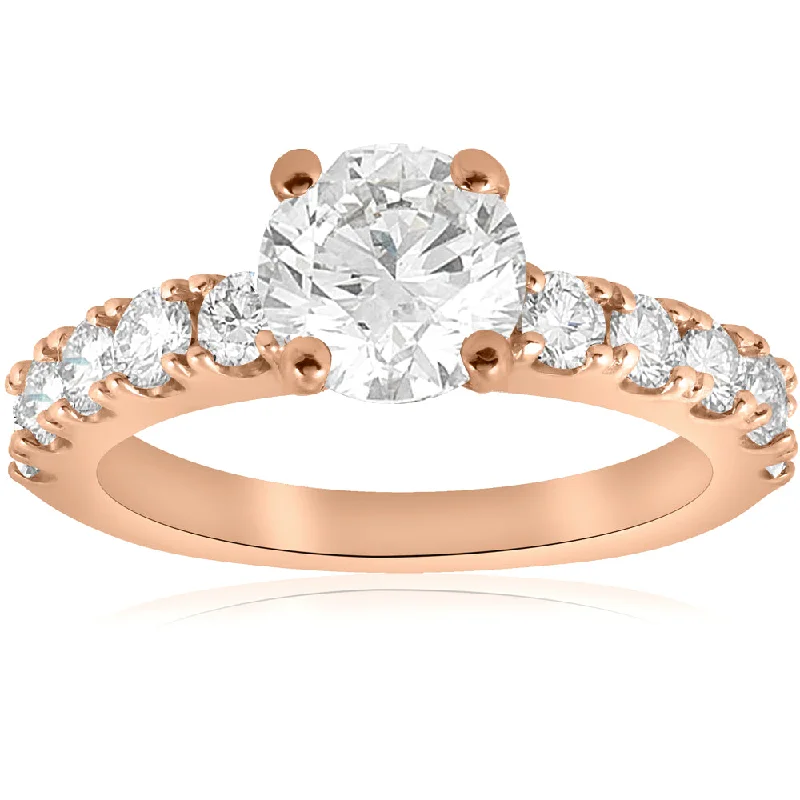 Ladies personalized engagement rings-2 CT Diamond Engagement Ring 14k Rose Gold