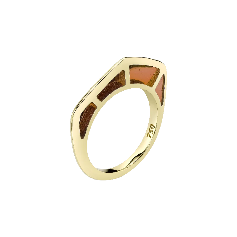 Ladies wedding rings with diamonds-Cobra Ring with Cognac Enamel