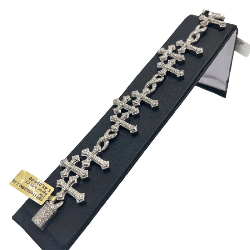 Ladies delicate bangles-10KT DIAMOND CROSS BRACELET