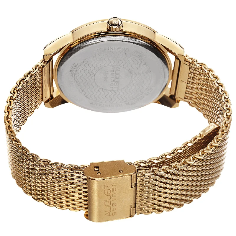 Ladies rose gold bracelets-August Steiner Men's Quartz Stainless Steel Mesh Gold-Tone Bracelet Watch