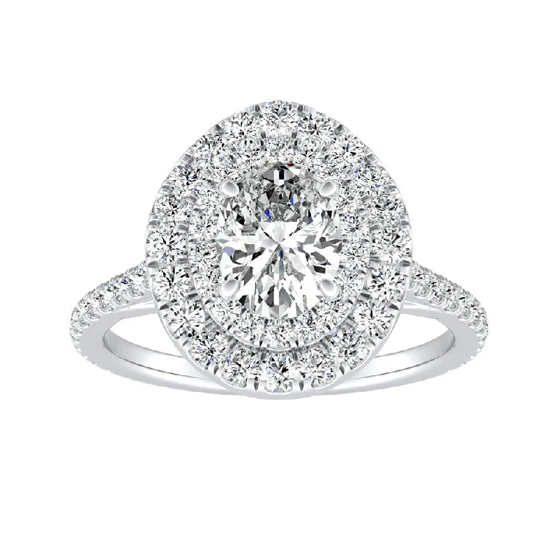 Ladies engagement rings with mixed metals-Auriya Platinum 1 1/4ctw Oval-cut Halo Diamond Engagement Ring (I-J, I1-I2)