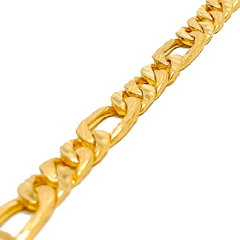 Ladies diamond bracelet for wedding-Effortless Everyday 22K Gold Linked Men's Bracelet