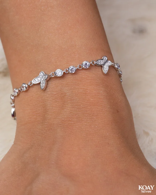 Ladies birthstone bracelets-Zircon Butterfly Bracelet