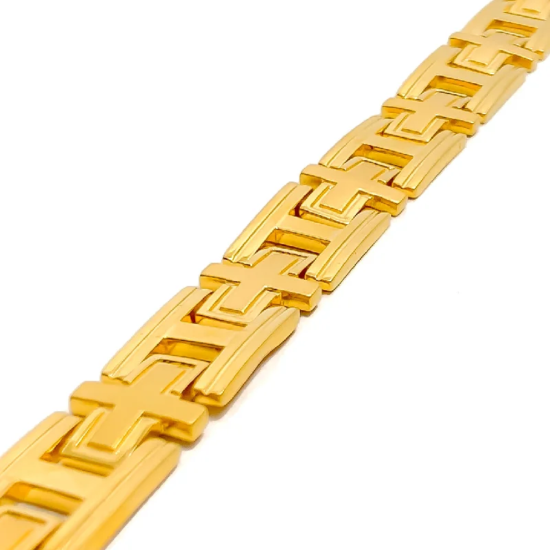 Ladies dainty bracelets-Bold Luminous 22K Gold Men's Bracelet