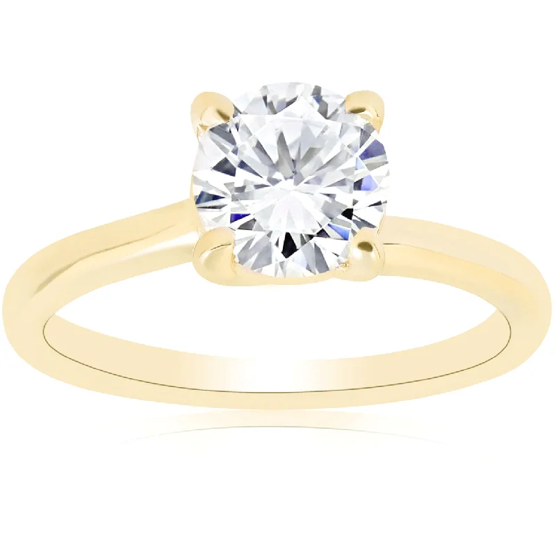 Ladies floral engagement rings with diamonds-1 ct Round Diamond Solitaire Engagement Ring 14k Yellow Gold