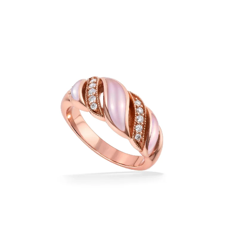 Ladies twisted band rings-Kabana Inlay Ring