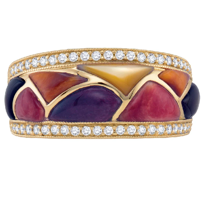 Ladies gold-plated rings-Kabana Inlay Ring