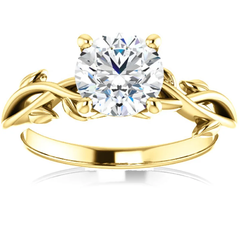 Ladies simple engagement rings-1 1/4 ct Solitaire Moissanite Vine Engagement Ring 14k Yellow Gold