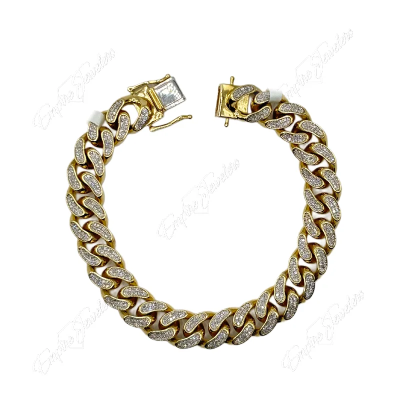 Ladies bangle sets-10KT DIAMOND CUBAN BRACELET