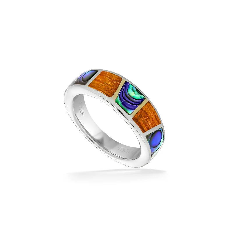 Ladies band rings with diamonds-Inlay Ring, Size 10