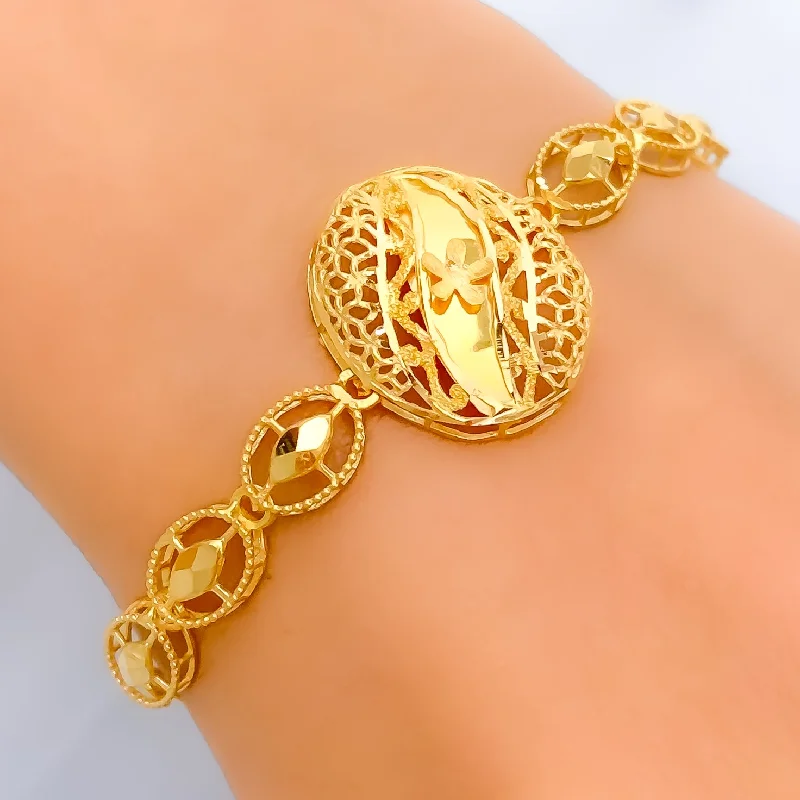 Ladies chic bracelets-Lavished Detailed 21k Gold Bracelet