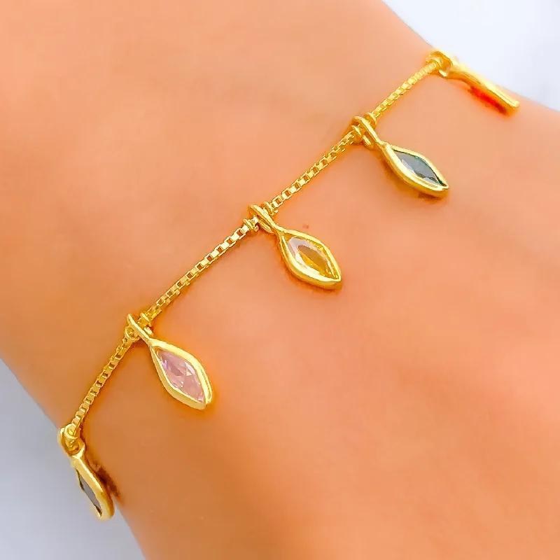 Ladies polished bangles-Chic Timeless 22k Gold CZ Bracelet