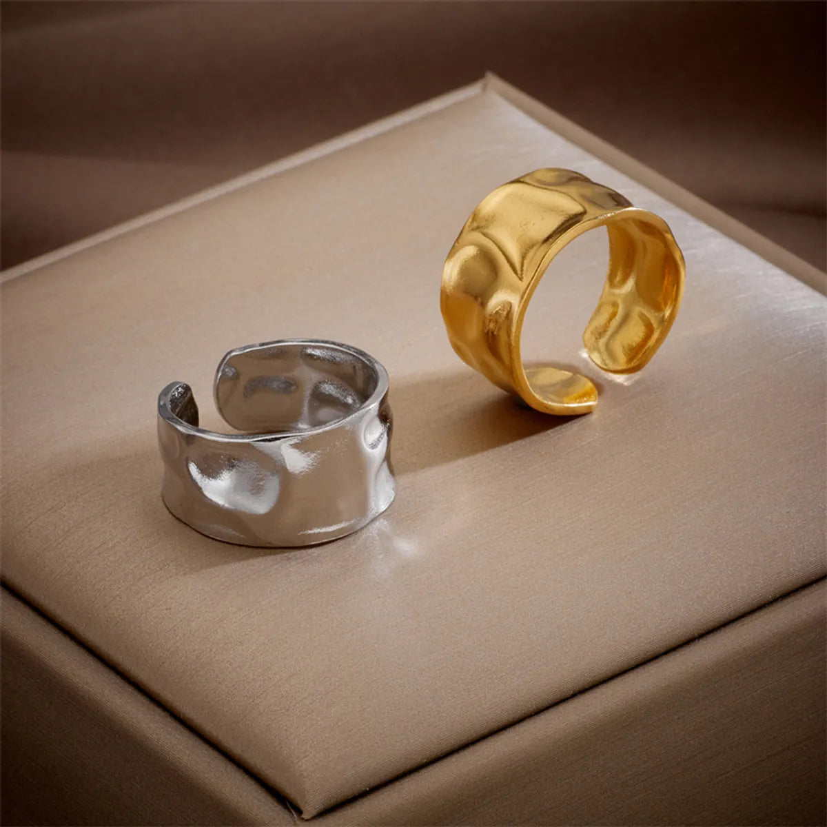 Ladies boho rings-Simple Style Irregular Titanium Steel Gold Plated Open Ring