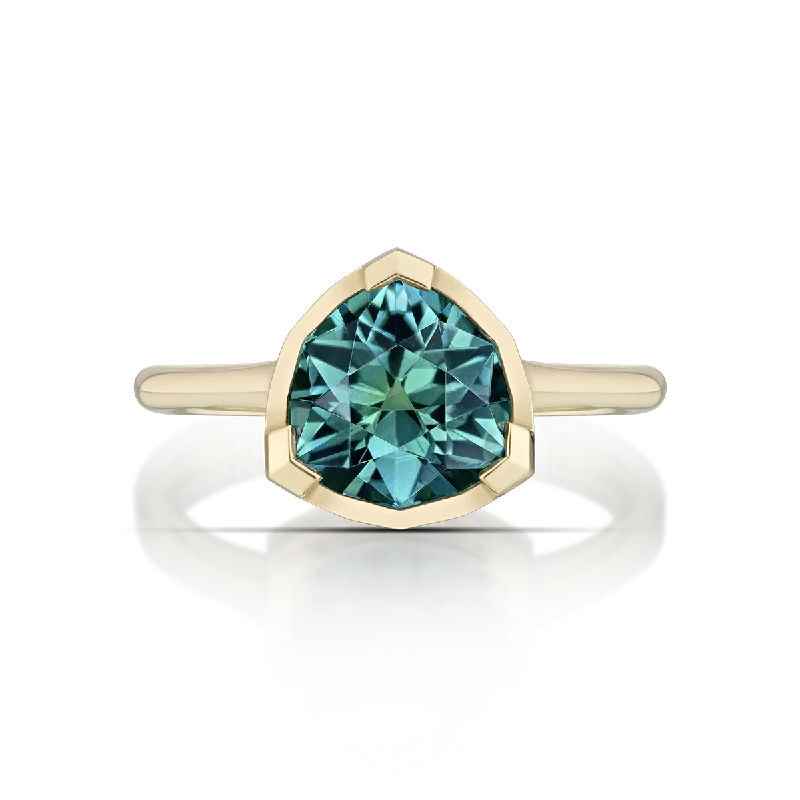 Ladies white gold rings-Indicolite Tourmaline Ring 2.13 carat