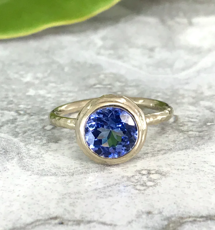 Ladies platinum diamond rings-Tanzanite Moon Ring