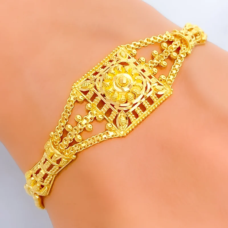 Ladies sterling silver bracelets-Magnificent Dressy 22k Gold Bracelet