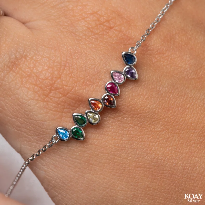 Ladies fashion charm bracelets-Colored Oval Zircon Bracelet