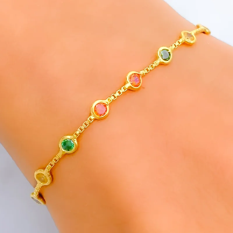 Ladies minimalist gold bracelets-Trendy Distinct 22k Gold CZ Bracelet