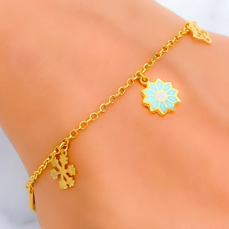 Ladies cubic zirconia bracelets-Colorful Charm 21k Star Bracelet