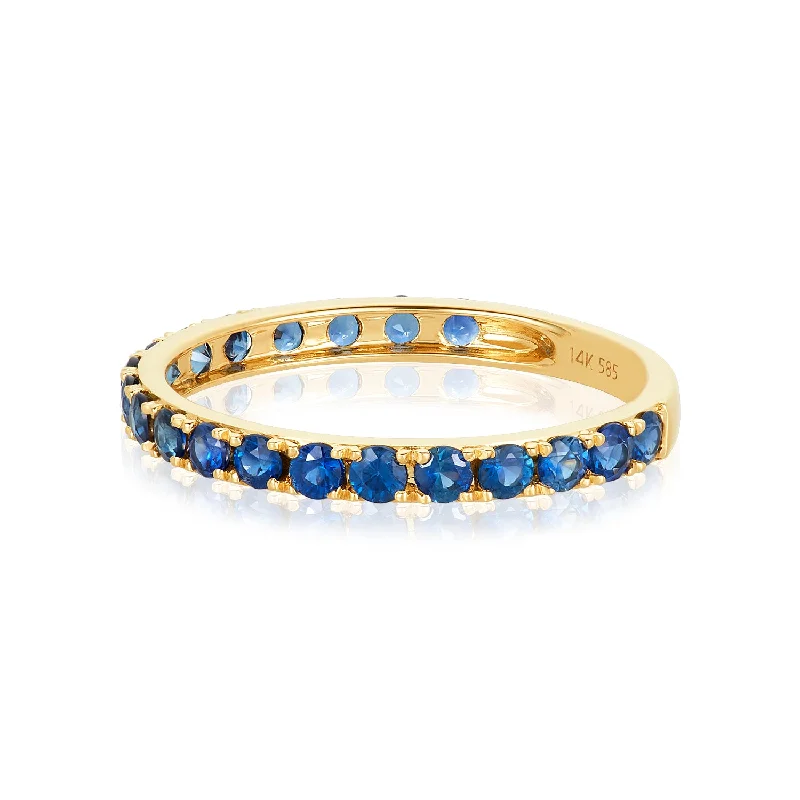 Ladies stackable rings with diamonds-Blue Sapphire 3/4 Stackable Ring In 14k