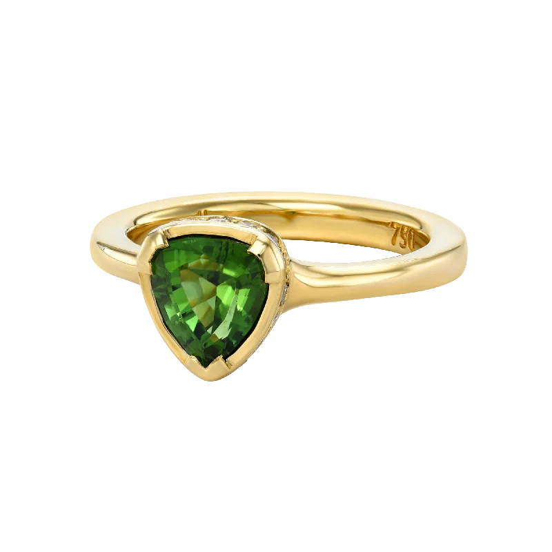 Ladies engagement rings with diamonds-Colors Crown / Custom Cut Green Tourmaline