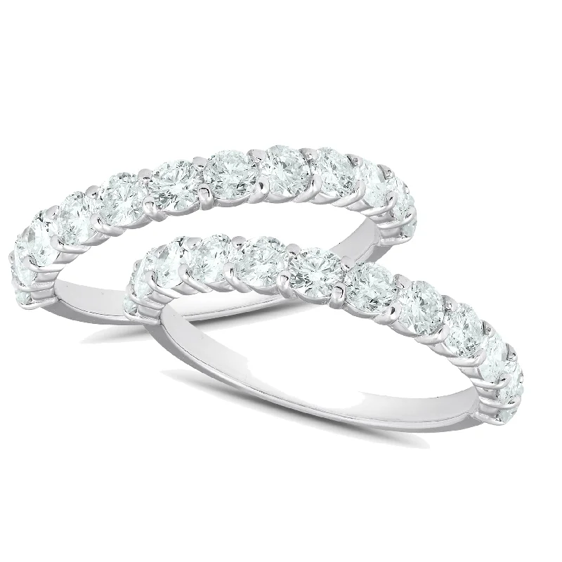 Ladies moissanite engagement rings-1Ct Diamond Weedding Ring Set 14k White Gold Stackable Engagement Bands