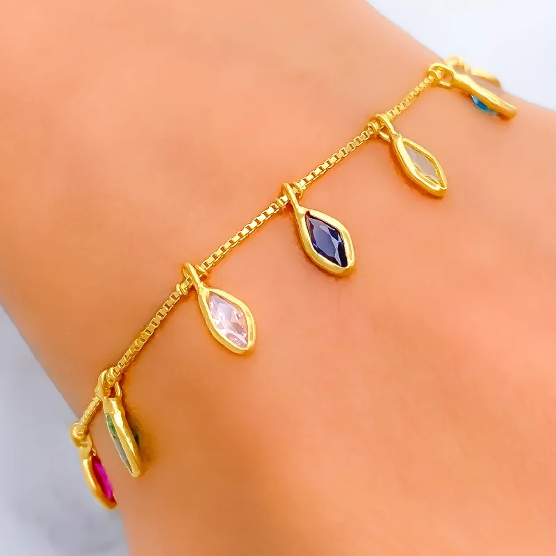 Ladies wedding bracelets-Stylish Grandiose 22k Gold CZ Bracelet