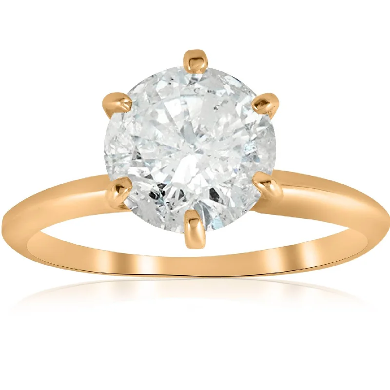 Ladies timeless engagement rings-2 1/2 ct Round Solitaire Diamond Engagement Ring 14k Yellow Gold Enhanced