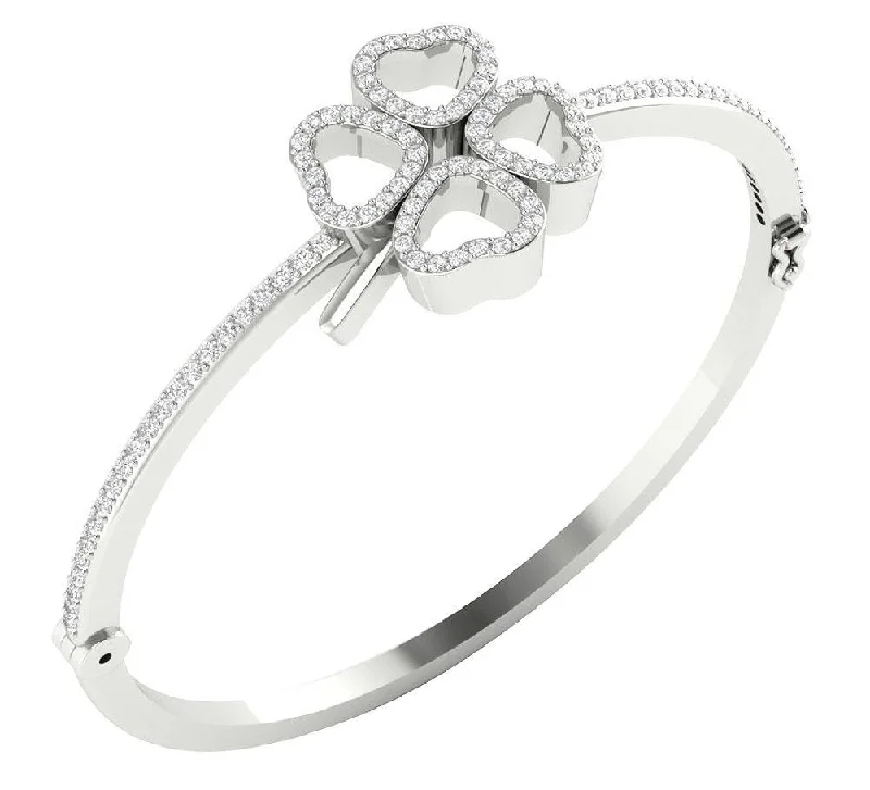 Ladies crystal bracelets-The Lillian Genuine Diamond Designer Flower Bangle Bracelet