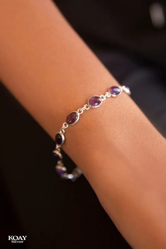 Ladies wedding bracelets-Purple Stones Bracelet