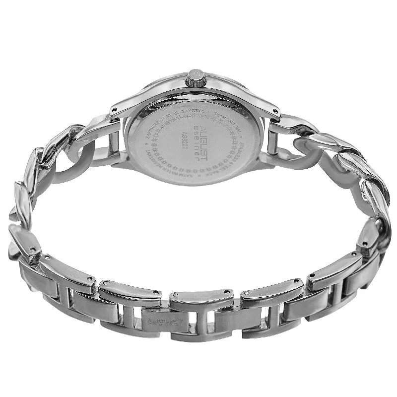 Ladies adjustable cuff bracelets-August Steiner Women's Quartz Diamond Silver-Tone Bracelet Watch