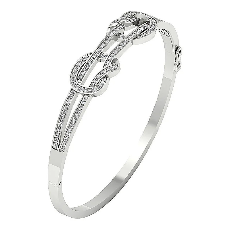 Ladies antique bracelets-The Penelope Designer Bangle Bracelet Round Diamond Prong Set