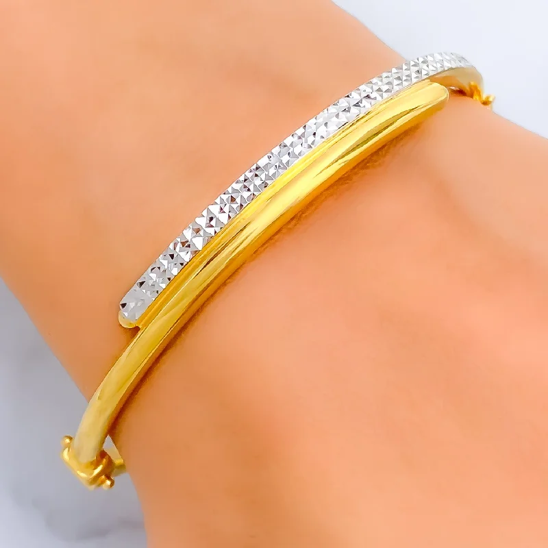 Ladies adjustable bracelets-Exquisite Charming 22k Gold Bangle Bracelet