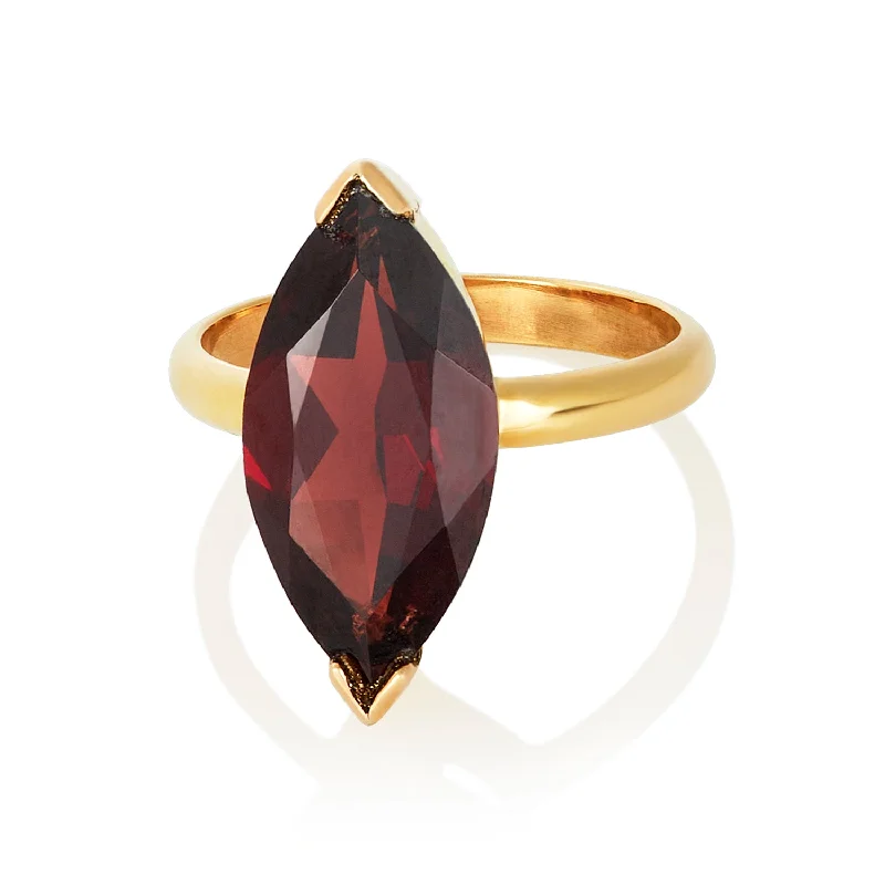 Ladies cocktail rings-Marquise Garnet Ring in 14k