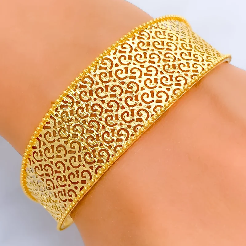 Ladies bangles for wedding-Dazzling Fashionable 21k Statement Bangle Bracelet