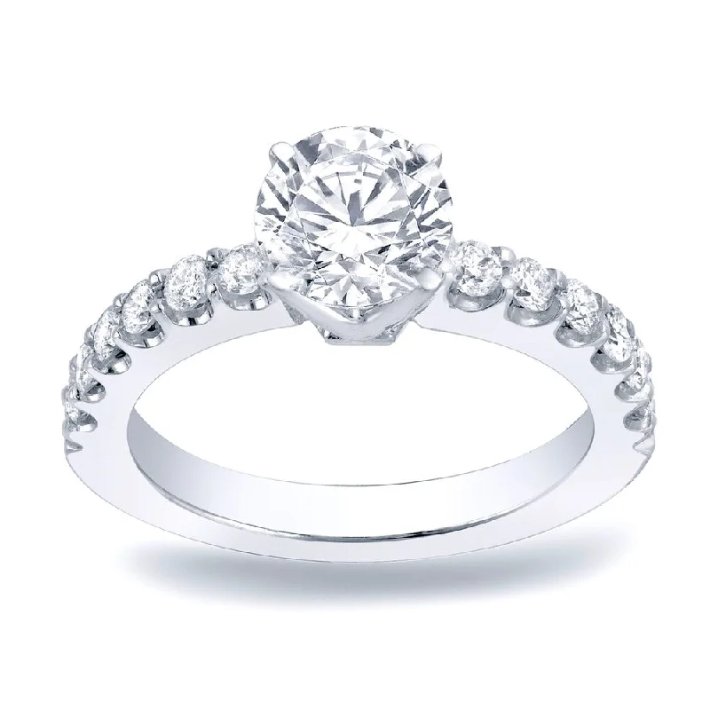 Ladies classic engagement rings-Auriya Platinum 1ct TDW Round Diamond Solitaire Engagement Ring