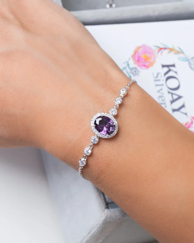 Ladies thick cuff bracelets-Zircon Bracelet (09-Purple)