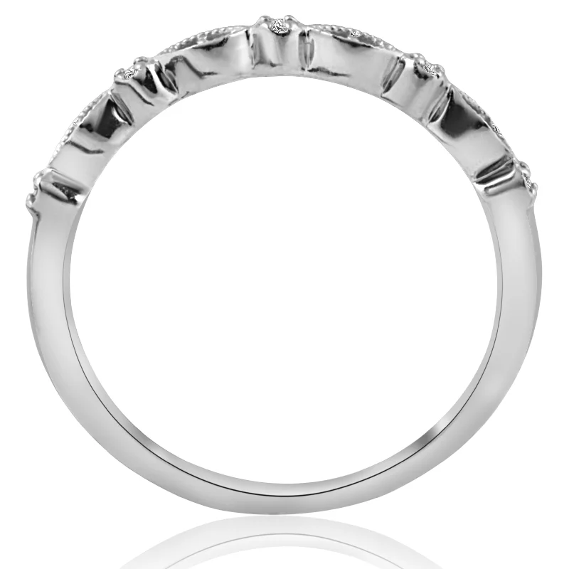 Ladies engagement rings with heart-shaped diamonds-1/6cttw Diamond Wedding Ring Guard Engagement Anniversary Band 14k White Gold