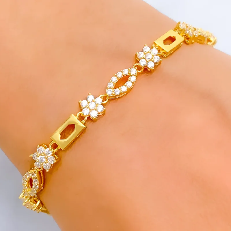 Ladies colorful bracelets-Sparkling Radiant 22k Gold CZ Bracelet