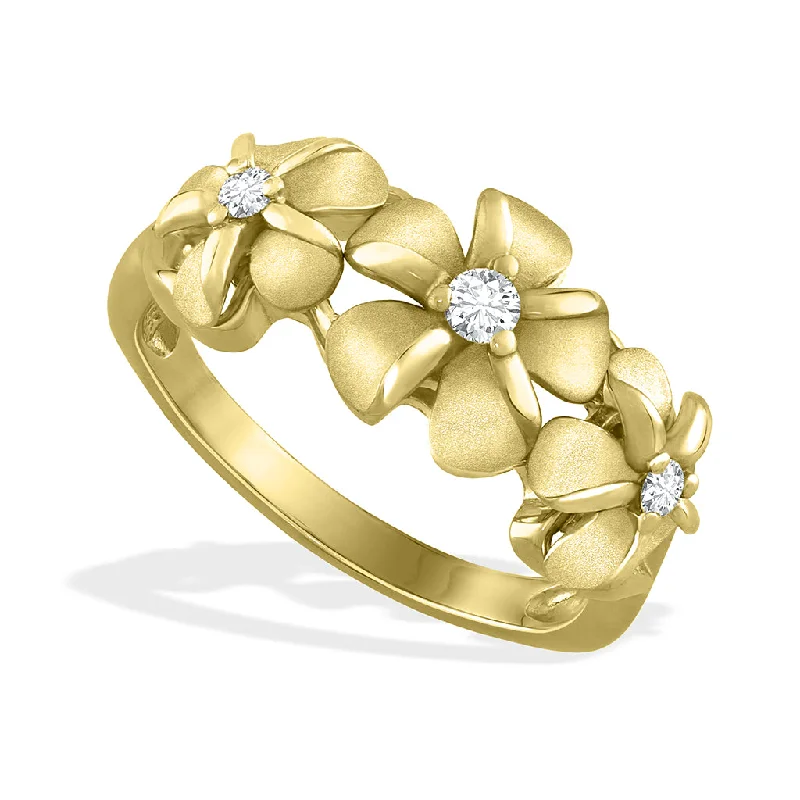 Ladies antique rings-Three Plumeria Ring