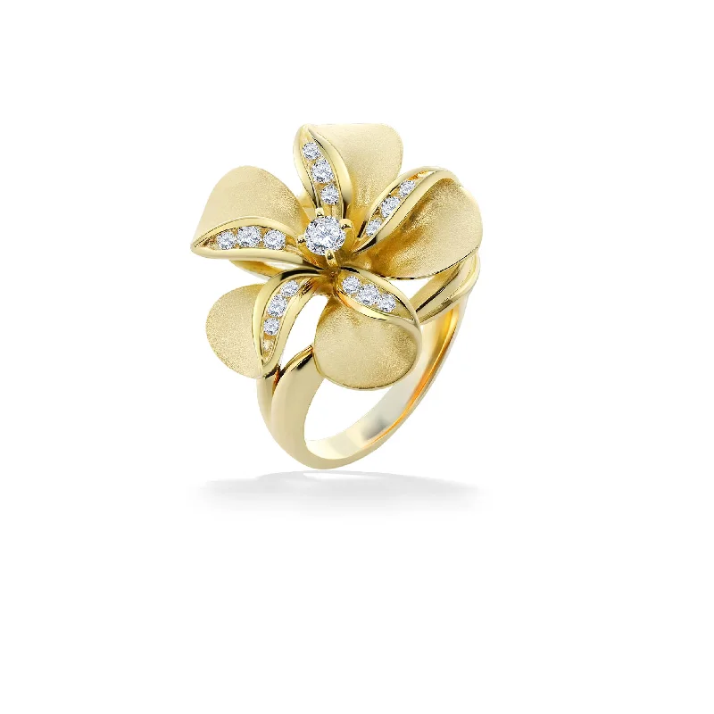 Ladies gemstone engagement rings-Plumeria Ring